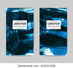 Set of vector business card templates with brush stroke background.
