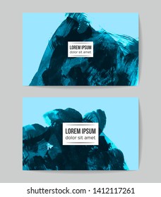 Set of vector business card templates with brush stroke background.