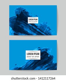 Set of vector business card templates with brush stroke background.