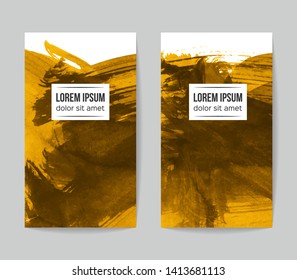 Set of vector business card templates with brush stroke background.