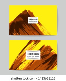 Set of vector business card templates with brush stroke background.
