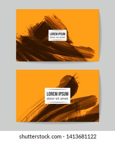 Set of vector business card templates with brush stroke background.