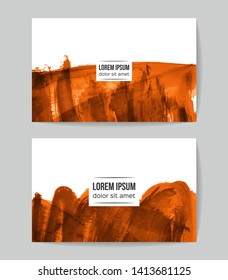 Set of vector business card templates with brush stroke background.