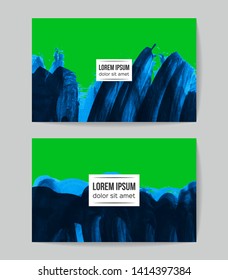 Set of vector business card templates with brush stroke background.