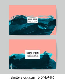 Set of vector business card templates with brush stroke background.