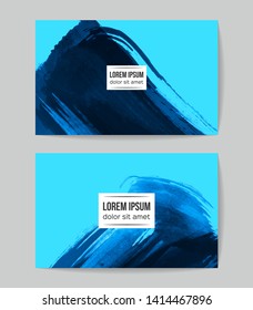 Set of vector business card templates with brush stroke background.