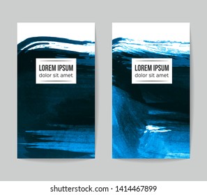 Set of vector business card templates with brush stroke background.