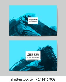 Set of vector business card templates with brush stroke background.