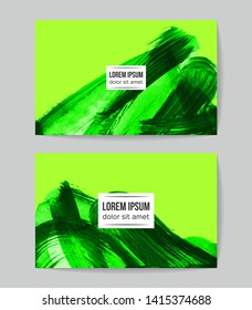 Set of vector business card templates with brush stroke background.