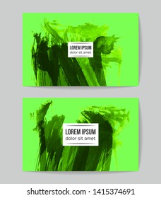 Set of vector business card templates with brush stroke background.