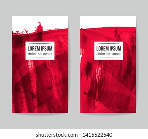 Set of vector business card templates with brush stroke background.