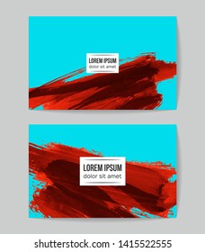 Set of vector business card templates with brush stroke background.