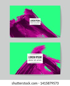 Set of vector business card templates with brush stroke background.