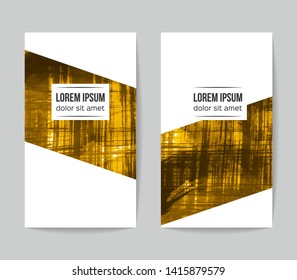 Set of vector business card templates with brush stroke background.