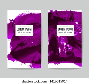 Set of vector business card templates with brush stroke background.
