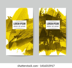Set of vector business card templates with brush stroke background.