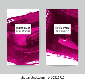 Set of vector business card templates with brush stroke background.