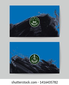 Set of vector business card templates with brush stroke background.
