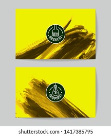 Set of vector business card templates with brush stroke background.