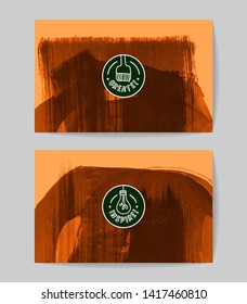 Set of vector business card templates with brush stroke background.