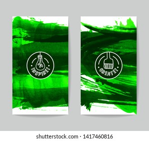 Set of vector business card templates with brush stroke background.