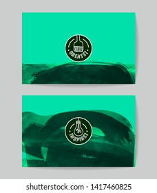 Set of vector business card templates with brush stroke background.