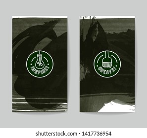 Set of vector business card templates with brush stroke background.