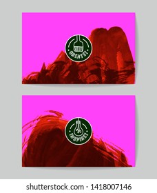 Set of vector business card templates with brush stroke background.