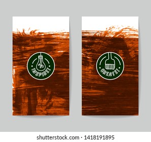 Set of vector business card templates with brush stroke background.