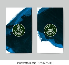Set of vector business card templates with brush stroke background.