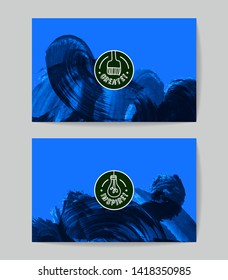 Set of vector business card templates with brush stroke background.