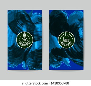 Set of vector business card templates with brush stroke background.