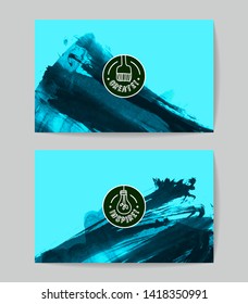 Set of vector business card templates with brush stroke background.