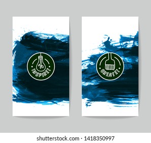 Set of vector business card templates with brush stroke background.