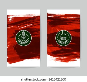 Set of vector business card templates with brush stroke background.