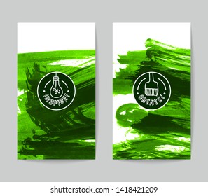 Set of vector business card templates with brush stroke background.