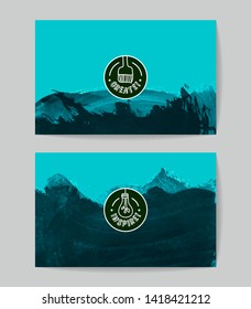 Set of vector business card templates with brush stroke background.