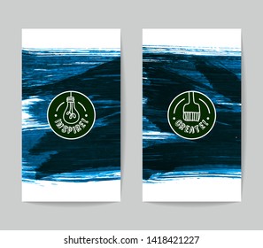 Set of vector business card templates with brush stroke background.