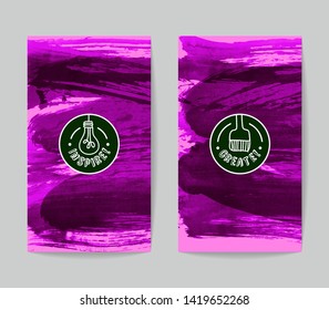 Set of vector business card templates with brush stroke background.