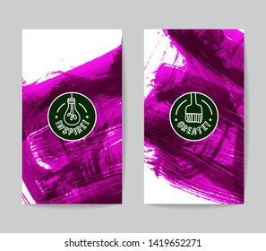 Set of vector business card templates with brush stroke background.