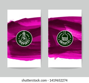 Set of vector business card templates with brush stroke background.