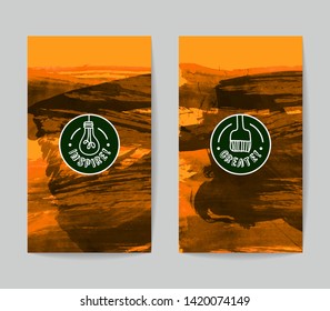 Set of vector business card templates with brush stroke background.