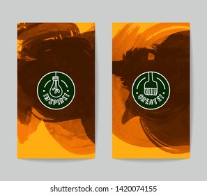 Set of vector business card templates with brush stroke background.