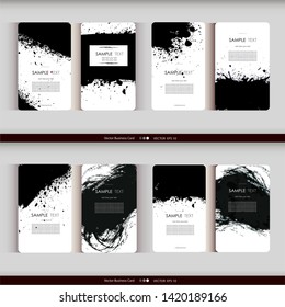 Set of vector business card templates with brush stroke background