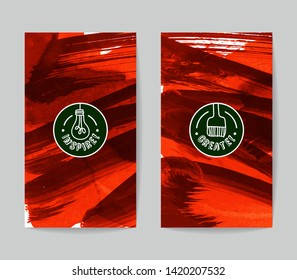 Set of vector business card templates with brush stroke background.