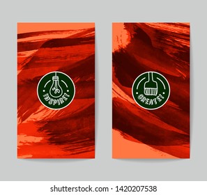 Set of vector business card templates with brush stroke background.