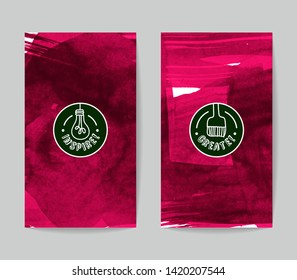 Set of vector business card templates with brush stroke background.