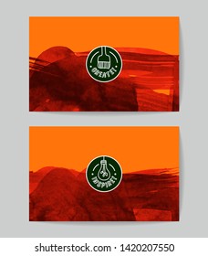 Set of vector business card templates with brush stroke background.
