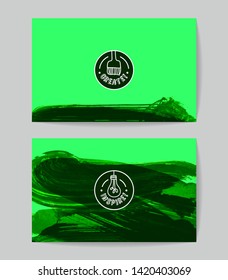 Set of vector business card templates with brush stroke background.