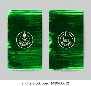Set of vector business card templates with brush stroke background.
